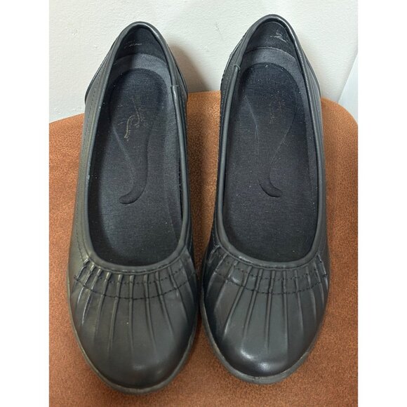 WOMENS COMFORT SLIP ON BLACK CASUAL EVERYDAY SHOES SIZE 8.5M LIGHTWEIGHT - Picture 3 of 9